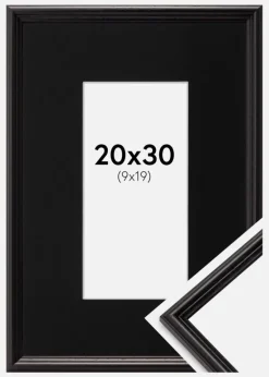 Ramme Horndal Sort 20x30 cm - Passepartout Sort 10x20 cm