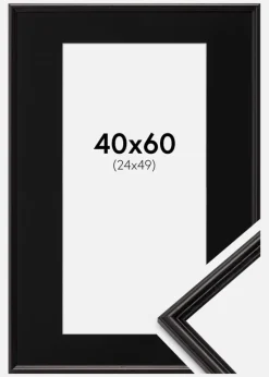 Ramme Horndal Sort 40x60 cm - Passepartout Sort 25x50 cm