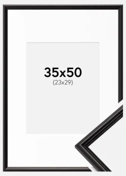 Ramme Horndal Sort 35x50 cm - Passepartout Hvid 24x30 cm