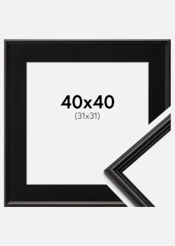 Ramme Horndal Sort 40x40 cm - Passepartout Sort 32x32 cm
