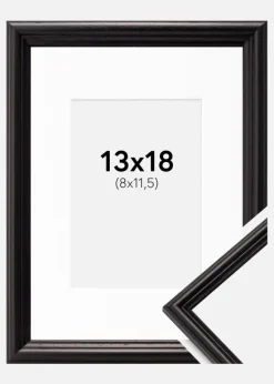 Ramme Horndal Sort 13x18 cm - Passepartout Hvid 9x12 cm