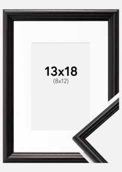 Ramme Horndal Sort 13x18 cm - Passepartout Hvid 9x13 cm