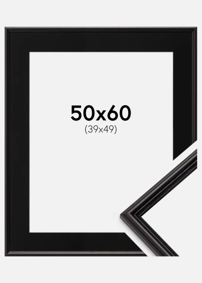 Ramme Horndal Sort 50x60 cm - Passepartout Sort 40x50 cm