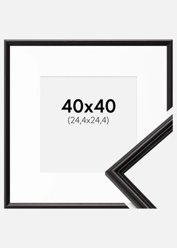 Ramme Horndal Sort 40x40 cm - Passepartout Hvid 10x10 inches