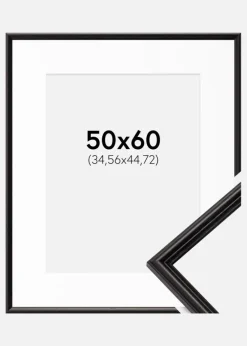 Ramme Horndal Sort 50x60 cm - Passepartout Hvid 14x18 inches