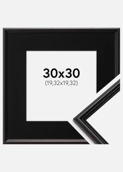 Ramme Horndal Sort 30x30 cm - Passepartout Sort 8x8 inches