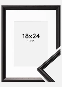 Ramme Horndal Sort 18x24 cm - Passepartout Hvid 13x17 cm
