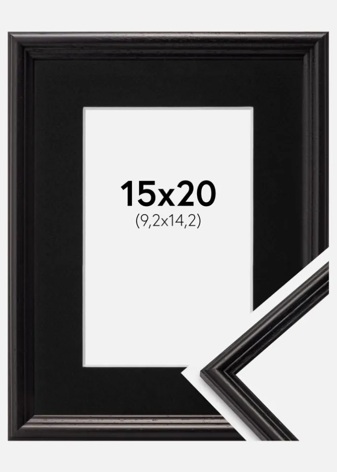 Ramme Horndal Sort 15x20 cm - Passepartout Sort 4x6 inches