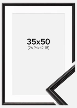 Ramme Horndal Sort 35x50 cm - Passepartout Hvid 11x17 inches