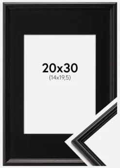 Ramme Horndal Sort 20x30 cm - Passepartout Sort 15x21 cm (A5)