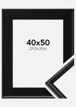Ramme Horndal Sort 40x50 cm - Passepartout Sort 12x16 inches