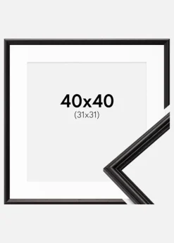 Ramme Horndal Sort 40x40 cm - Passepartout Hvid 32x32 cm