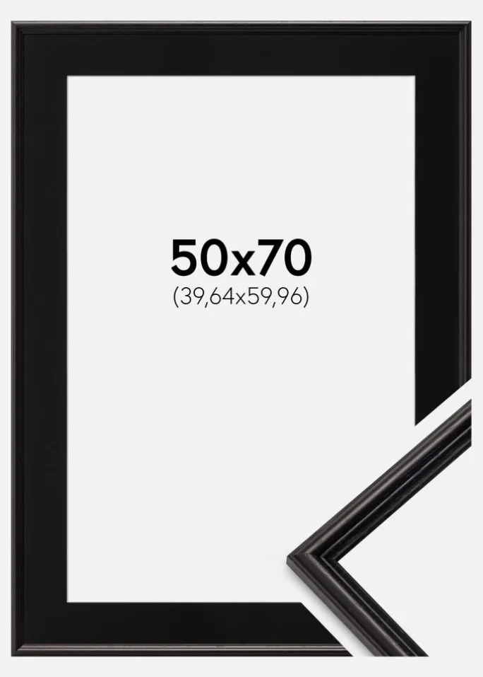 Ramme Horndal Sort 50x70 cm - Passepartout Sort 16x24 inches