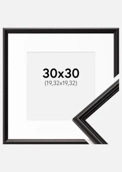 Ramme Horndal Sort 30x30 cm - Passepartout Hvid 8x8 inches