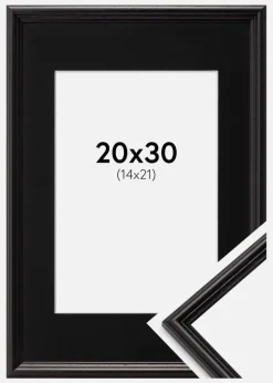 Ramme Horndal Sort 20x30 cm - Passepartout Sort 15x22 cm