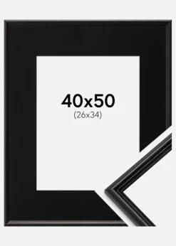 Ramme Horndal Sort 40x50 cm - Passepartout Sort 27x35 cm