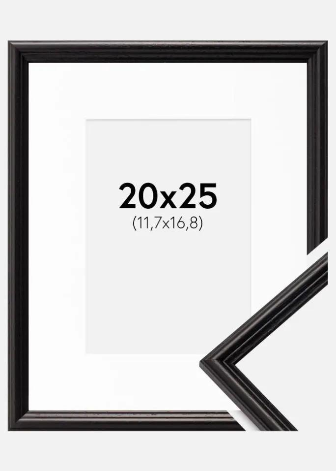 Ramme Horndal Sort 20x25 cm - Passepartout Hvid 5x7 inches