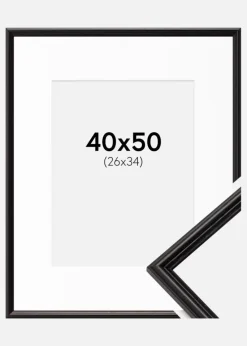 Ramme Horndal Sort 40x50 cm - Passepartout Hvid 27x35 cm