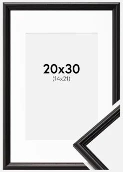 Ramme Horndal Sort 20x30 cm - Passepartout Hvid 15x22 cm