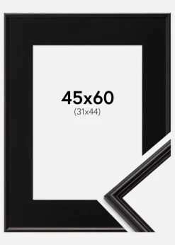 Ramme Horndal Sort 45x60 cm - Passepartout Sort 32x45 cm