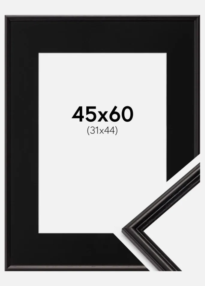 Ramme Horndal Sort 45x60 cm - Passepartout Sort 32x45 cm
