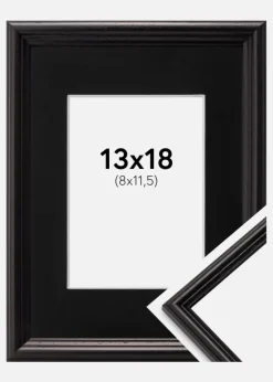 Ramme Horndal Sort 13x18 cm - Passepartout Sort 9x12 cm