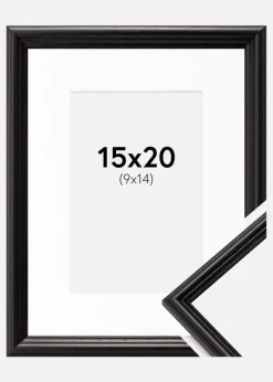 Ramme Horndal Sort 15x20 cm - Passepartout Hvid 10x15 cm