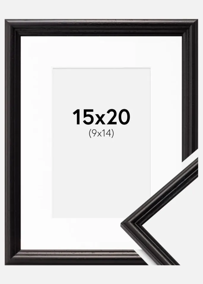 Ramme Horndal Sort 15x20 cm - Passepartout Hvid 10x15 cm