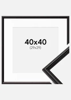 Ramme Horndal Sort 40x40 cm - Passepartout Hvid 30x30 cm