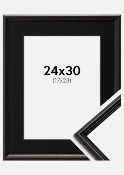 Ramme Horndal Sort 24x30 cm - Passepartout Sort 18x24 cm