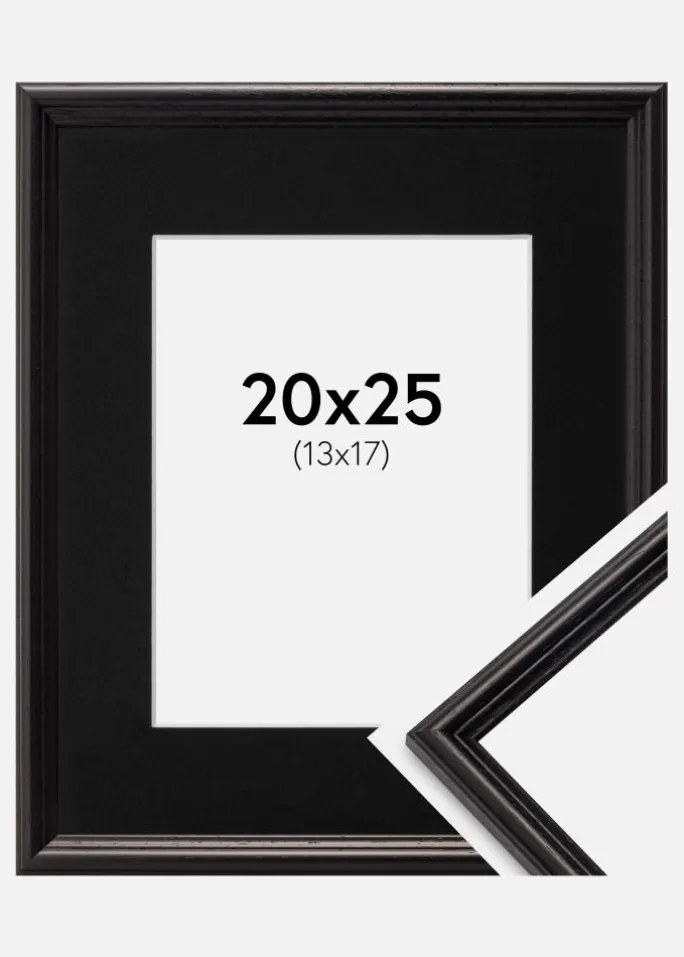 Ramme Horndal Sort 20x25 cm - Passepartout Sort 14x18 cm