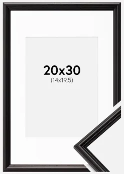 Ramme Horndal Sort 20x30 cm - Passepartout Hvid 15x21 cm (A5)