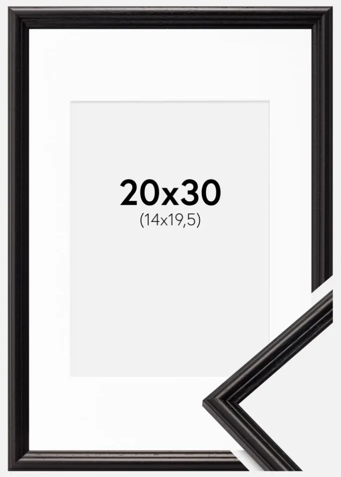 Ramme Horndal Sort 20x30 cm - Passepartout Hvid 15x21 cm (A5)