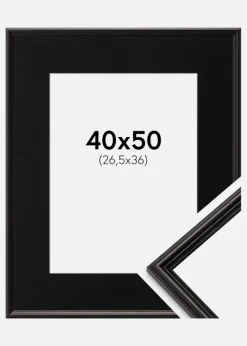Ramme Horndal Sort 40x50 cm - Passepartout Sort 27,5x37 cm