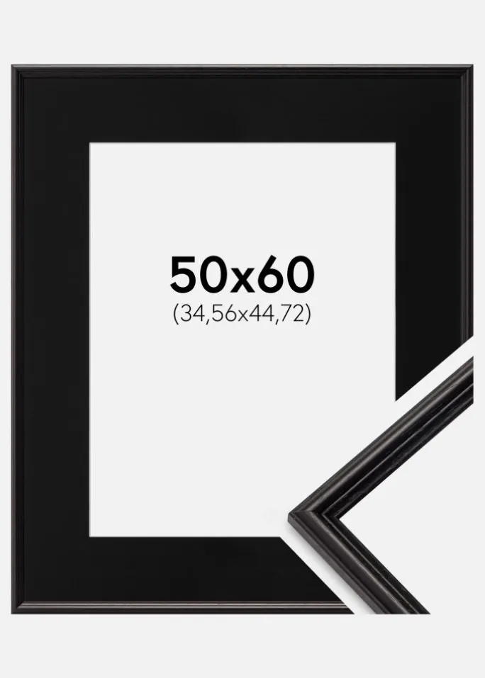 Ramme Horndal Sort 50x60 cm - Passepartout Sort 14x18 inches