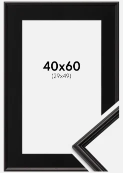 Ramme Horndal Sort 40x60 cm - Passepartout Sort 30x50 cm