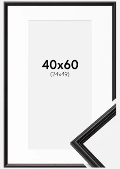 Ramme Horndal Sort 40x60 cm - Passepartout Hvid 25x50 cm