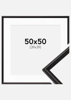 Ramme Horndal Sort 50x50 cm - Passepartout Hvid 40x40 cm