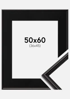 Ramme Horndal Sort 50x60 cm - Passepartout Sort 37x46 cm