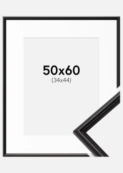 Ramme Horndal Sort 50x60 cm - Passepartout Hvid 35x45 cm