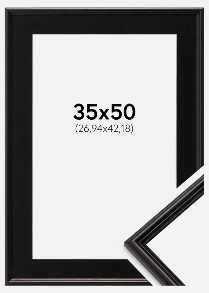 Ramme Horndal Sort 35x50 cm - Passepartout Sort 11x17 inches