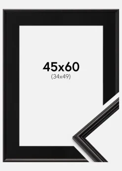 Ramme Horndal Sort 45x60 cm - Passepartout Sort 35x50 cm