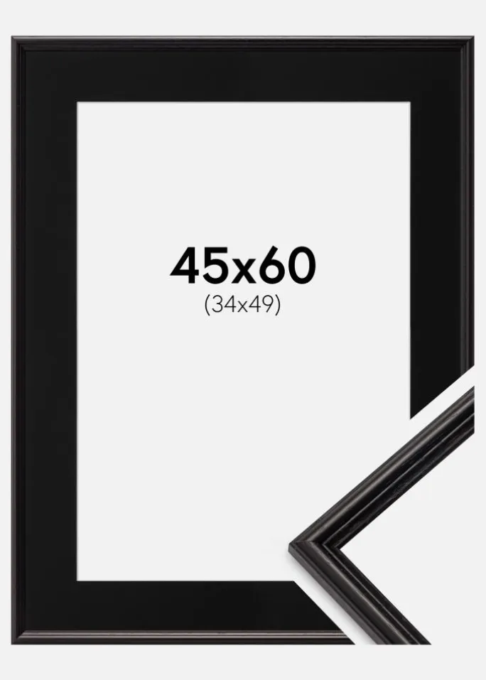 Ramme Horndal Sort 45x60 cm - Passepartout Sort 35x50 cm