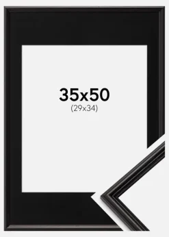 Ramme Horndal Sort 35x50 cm - Passepartout Sort 30x35 cm