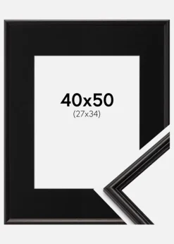 Ramme Horndal Sort 40x50 cm - Passepartout Sort 28x35 cm