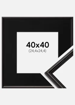 Ramme Horndal Sort 40x40 cm - Passepartout Sort 10x10 inches