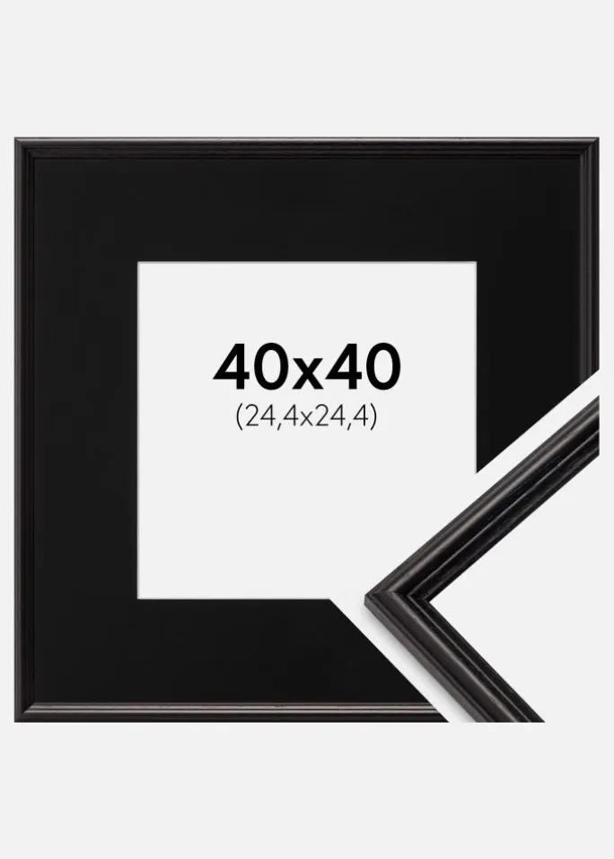 Ramme Horndal Sort 40x40 cm - Passepartout Sort 10x10 inches