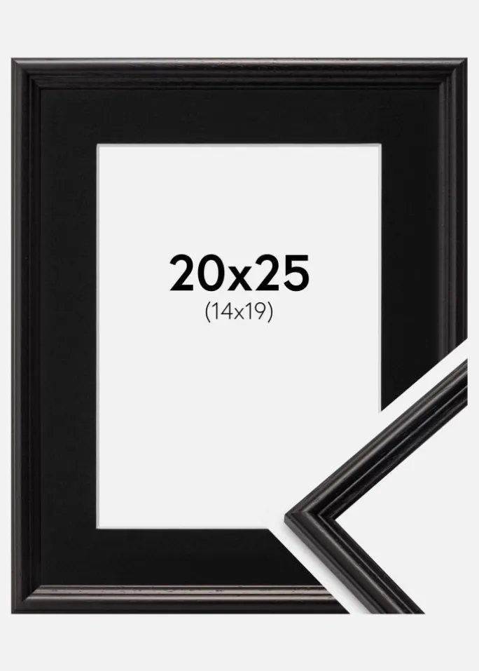 Ramme Horndal Sort 20x25 cm - Passepartout Sort 15x20 cm