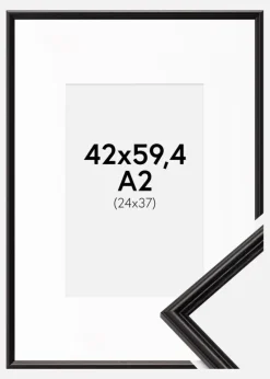 Ramme Horndal Sort 42x59,4 cm (A2) - Passepartout Hvid 25x38 cm