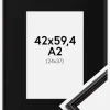 Ramme Horndal Sort 42x59,4 cm (A2) - Passepartout Sort 25x38 cm
